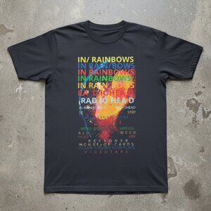 Radiohead In Rainbows Album Tracklist Black Graphic Band Tee Music Fan